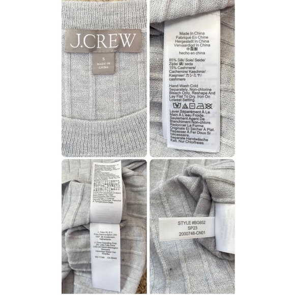 J.CREW 2023 Women’s Gray Silk-Cashmere Blend Ribbed Cropped T-Shirt Size Small - Picture 8 of 14